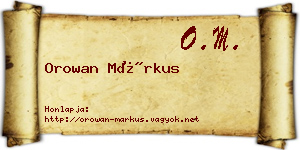 Orowan Márkus névjegykártya